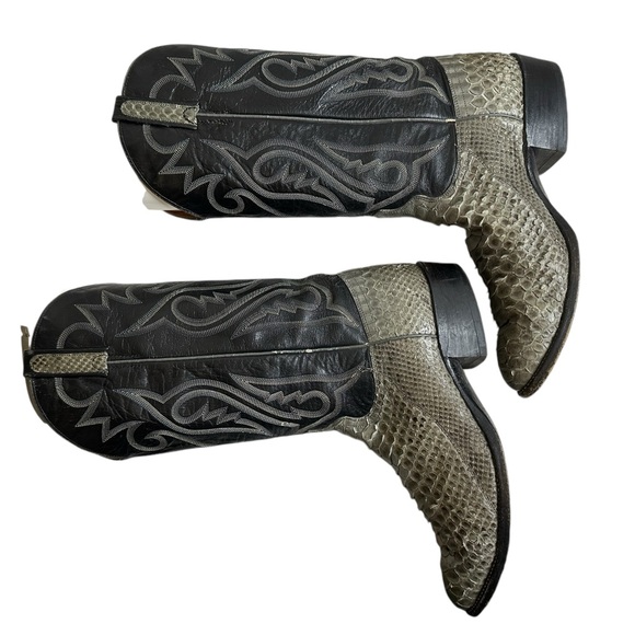 J Chisholm Snakeskin Leather Python Cowboy Boots Men's Sz 10 EE Leather Lined - Picture 10 of 16